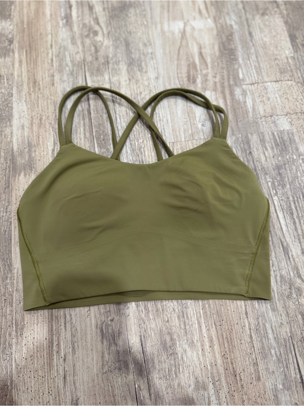 Olive Green Strappy Sports Bra